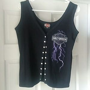 Harley Davidson stud snap down tank vest